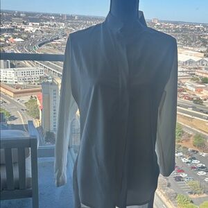 ADAY White Button-Down Silk-Like Blouse